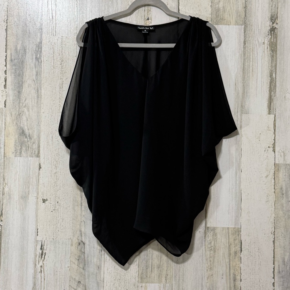 Double Zero Elegant Black Cold Shoulder Blouse